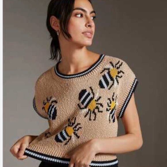 Anthropologie Tops - Anthropology Maeve Bumblebee Sweater Vest by  Sarah Gordon Sz XS
